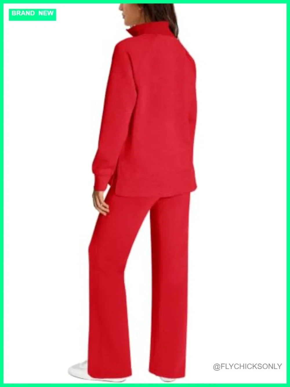 2 Piece Tracksuit Half Zip Sweatsuits Long Sleeve Matching Set Wide Leg Pants